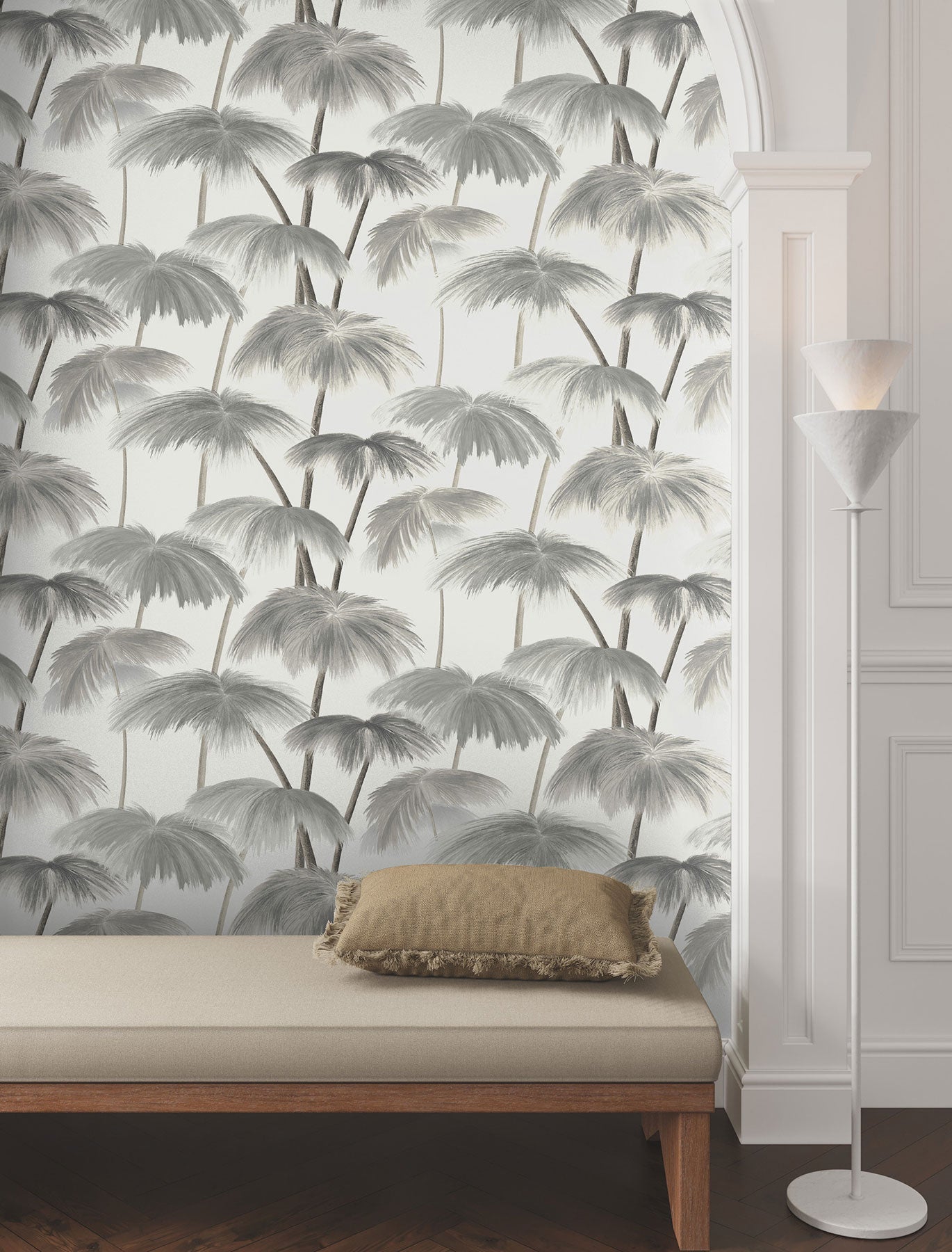 Plein Air Palms Black & White Lemieux Et Cie Wallpaper by York Wallcoverings
