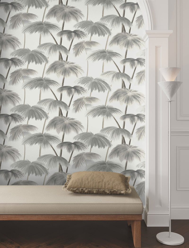 Plein Air Palms Black & White Lemieux Et Cie Wallpaper by York Wallcoverings