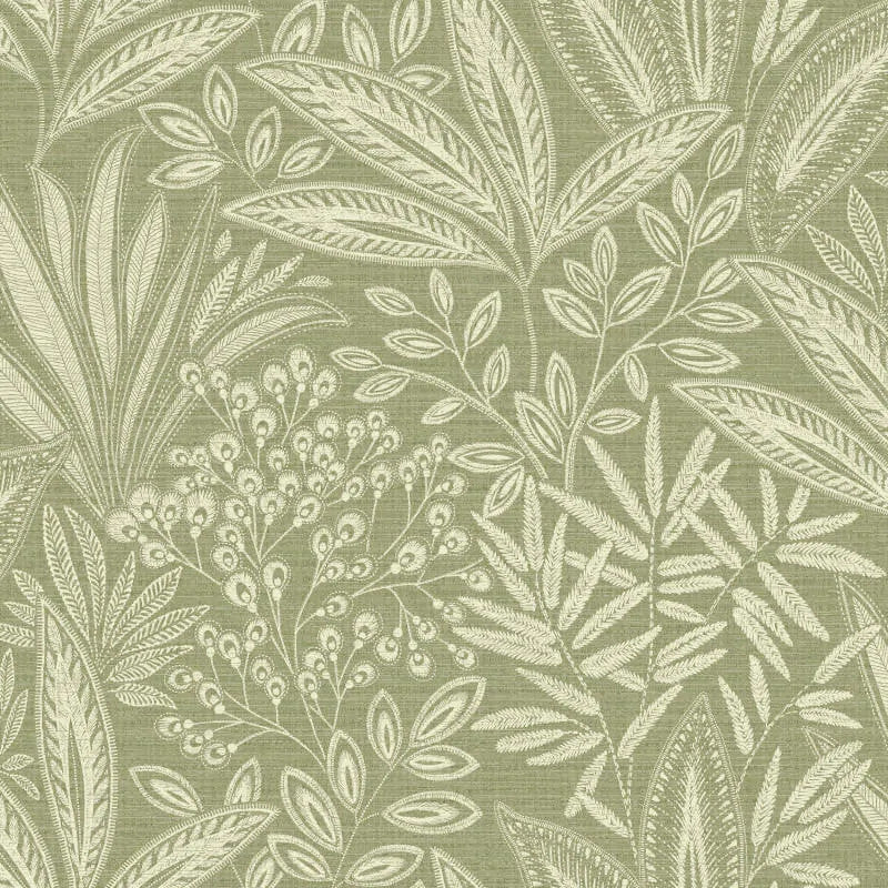 M1780 Sahara Leaf Fern Green Wallpaper By Crown