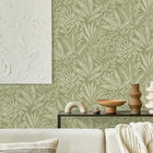 M1780 Sahara Leaf Fern Green Wallpaper By Crown