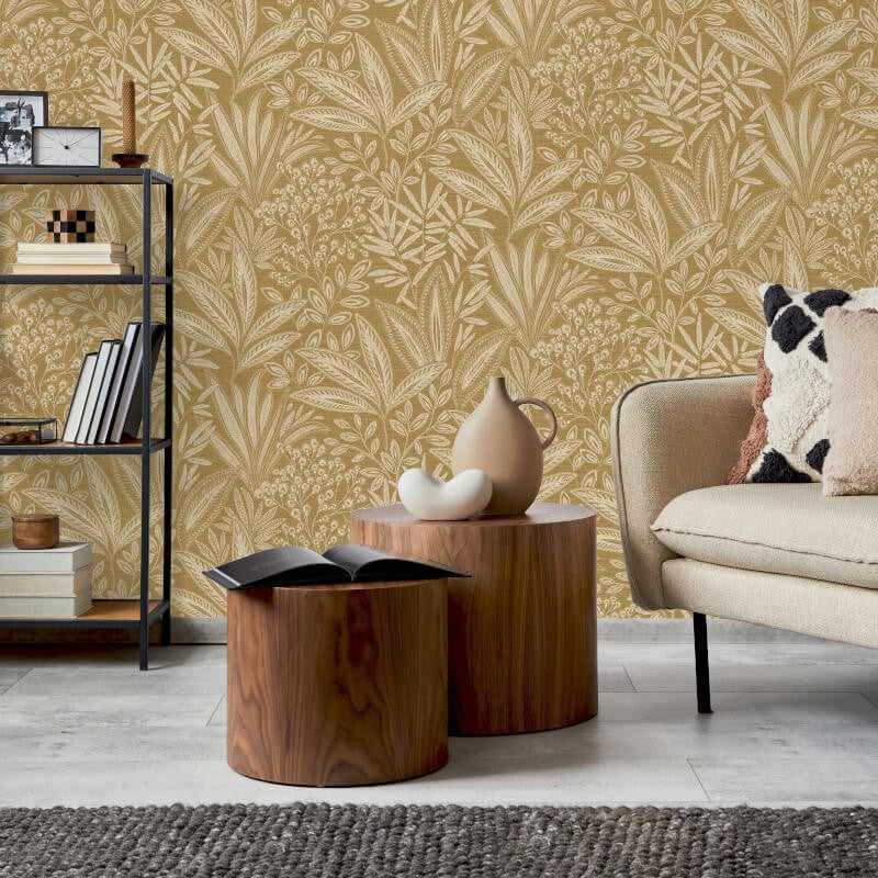 M1781 Sahara Leaf Ochre Wallpaper By Crown