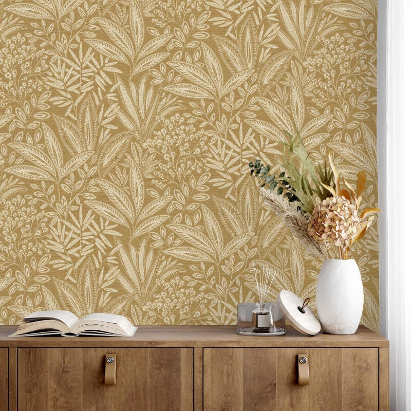 M1781 Sahara Leaf Ochre Wallpaper By Crown