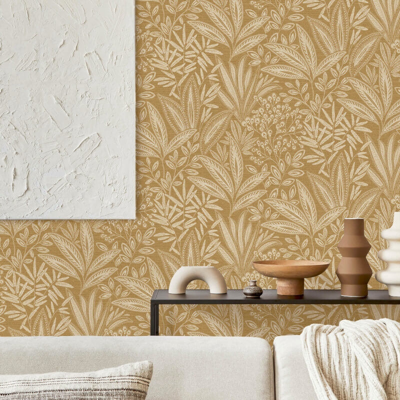 M1781 Sahara Leaf Ochre Wallpaper By Crown