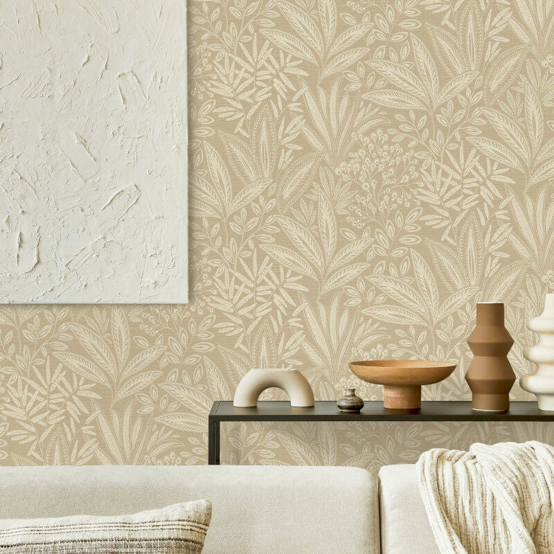 M1782 Sahara Leaf Natural Wallpaper By Crown