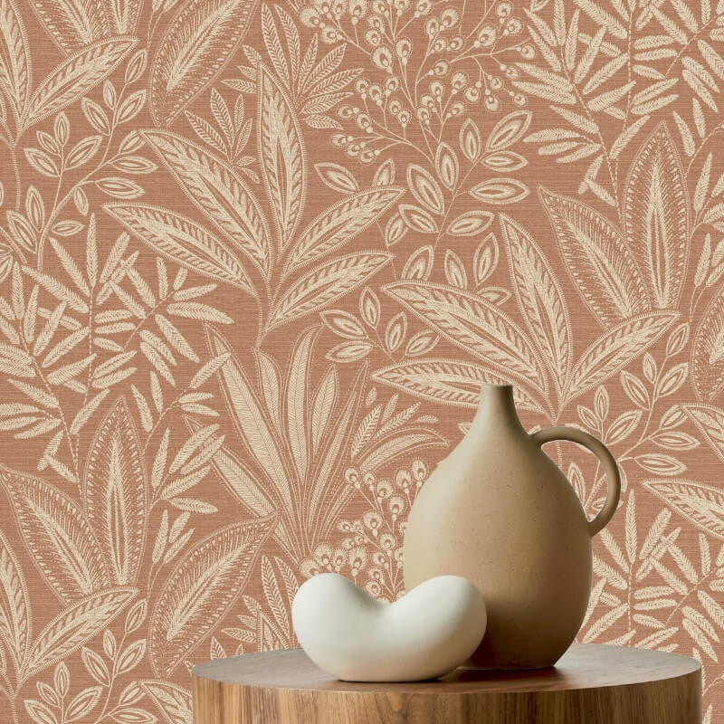 M1783 Sahara Leaf Clay Wallpaper By Crown