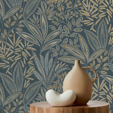 M1784 Sahara Leaf Navy Wallpaper By Crown