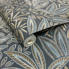 M1784 Sahara Leaf Navy Wallpaper By Crown