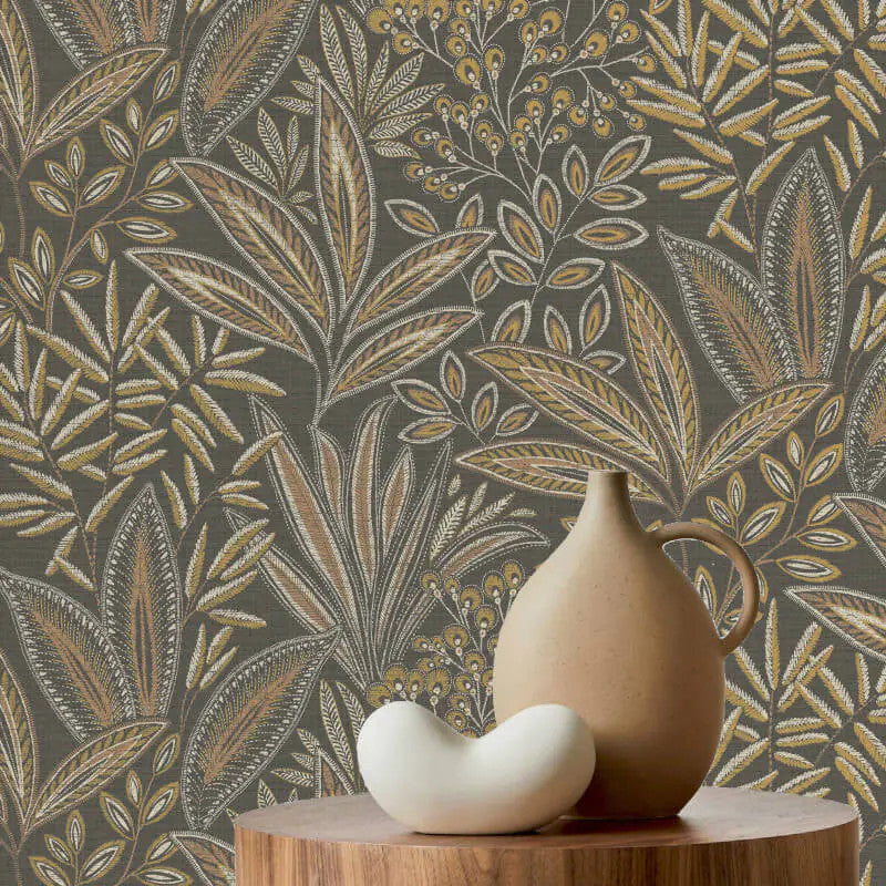 M1785 Sahara Leaf Mocha Wallpaper By Crown