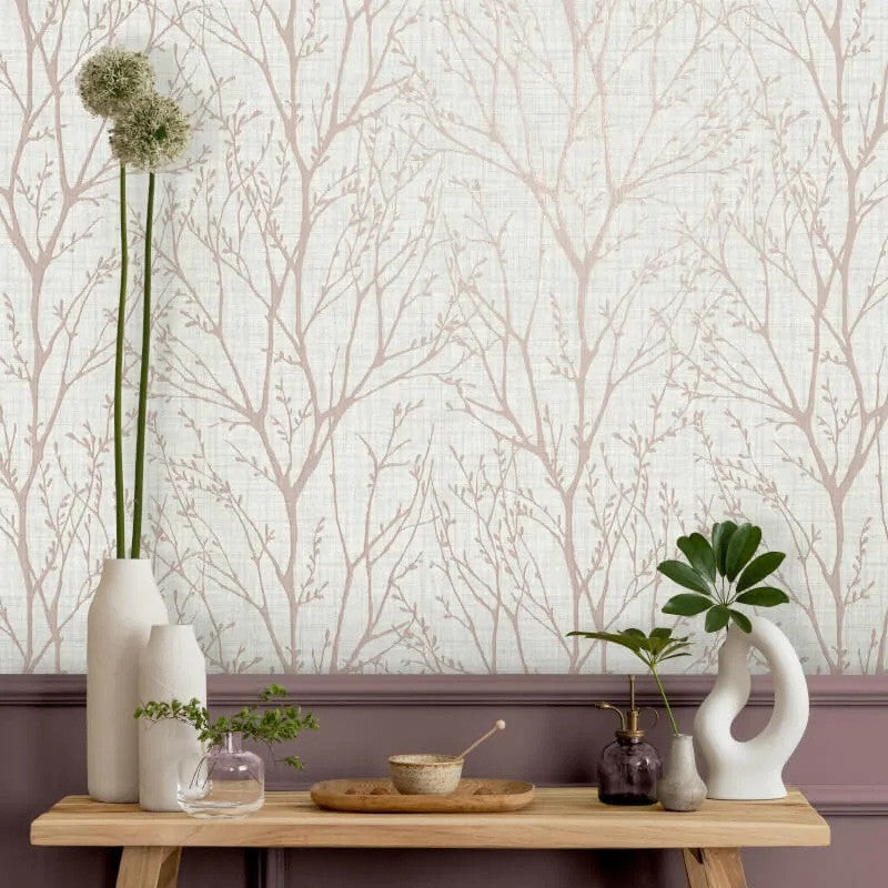 M1874 Lynford Trees Blush Wallpaper by Crown