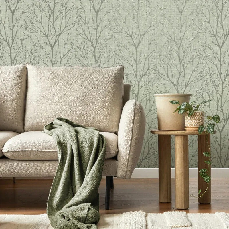 M1876 Lynford Trees Green Wallpaper by Crown