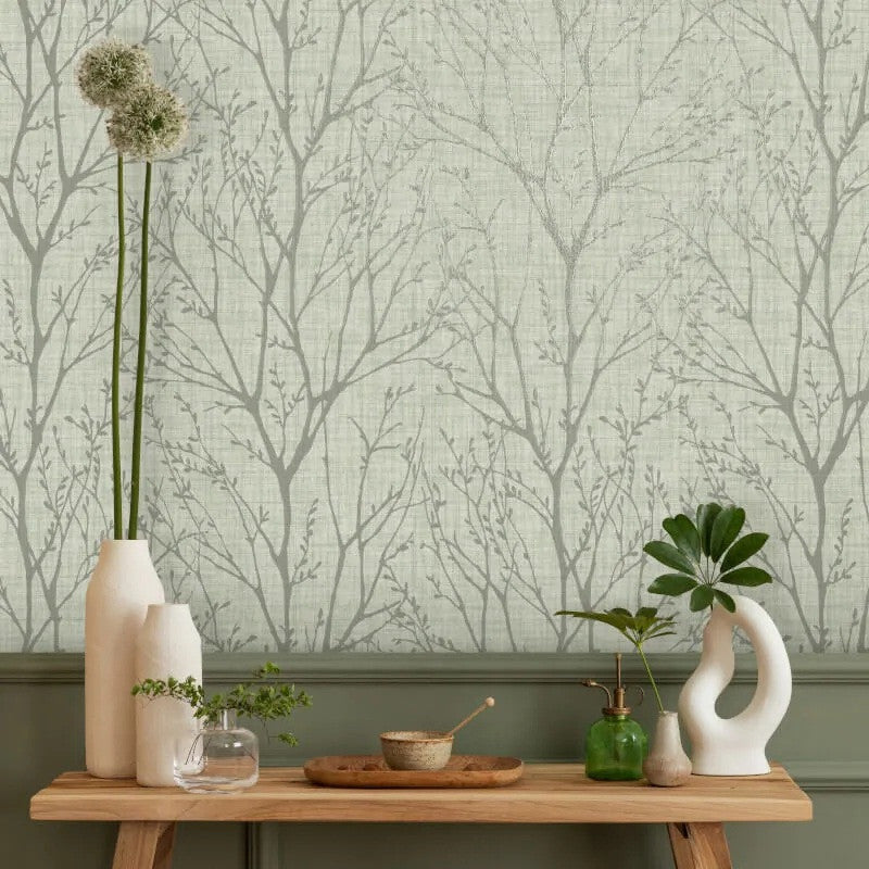 M1876 Lynford Trees Green Wallpaper by Crown