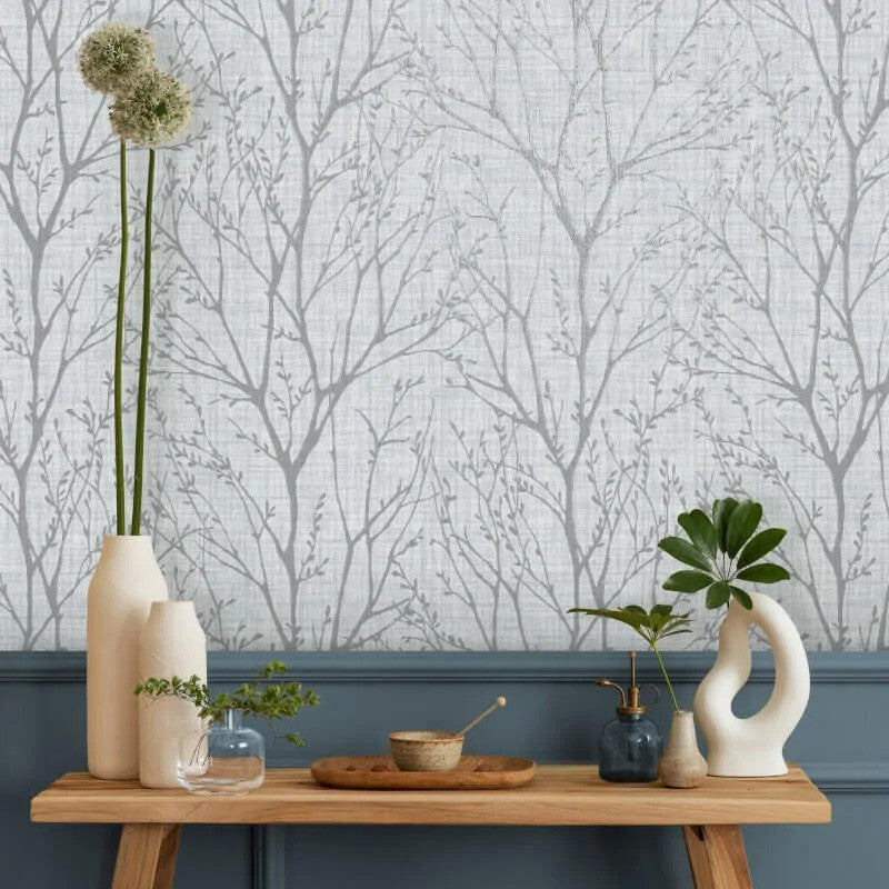 M1877 Lynford Trees Blue Wallpaper by Crown
