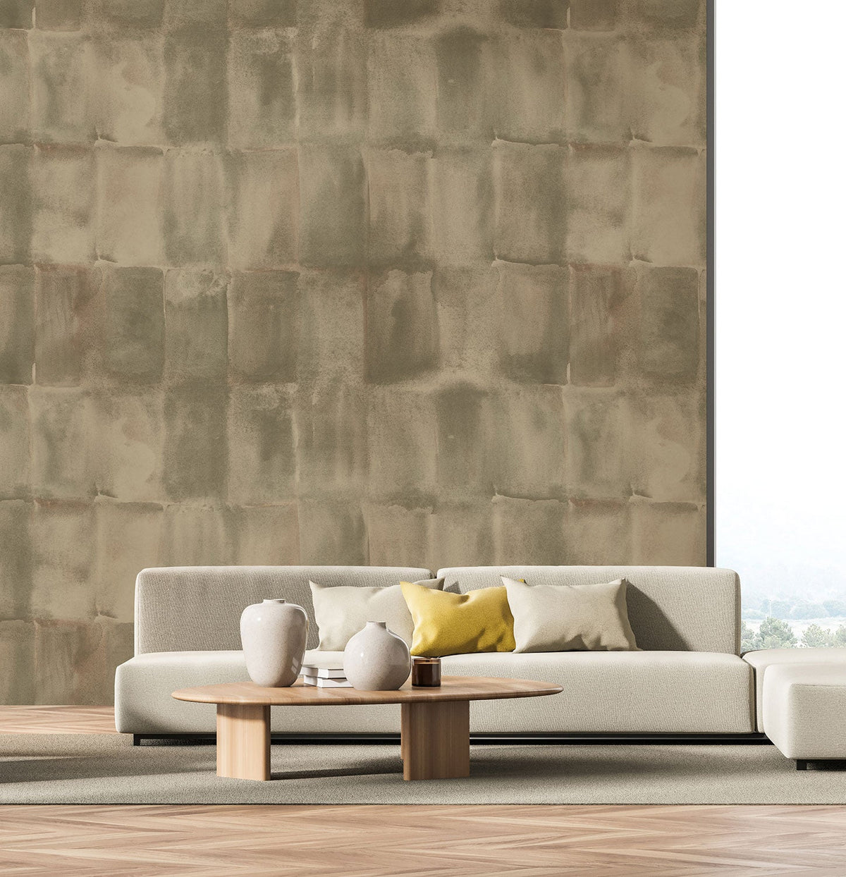M4107-1 Briqueta Green Aniline Mural by Tres Tintas