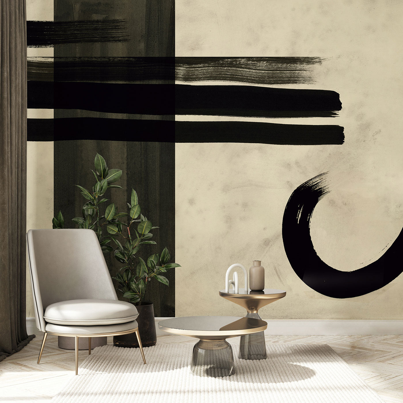 Bosco Black Aniline Mural by Tres Tintas