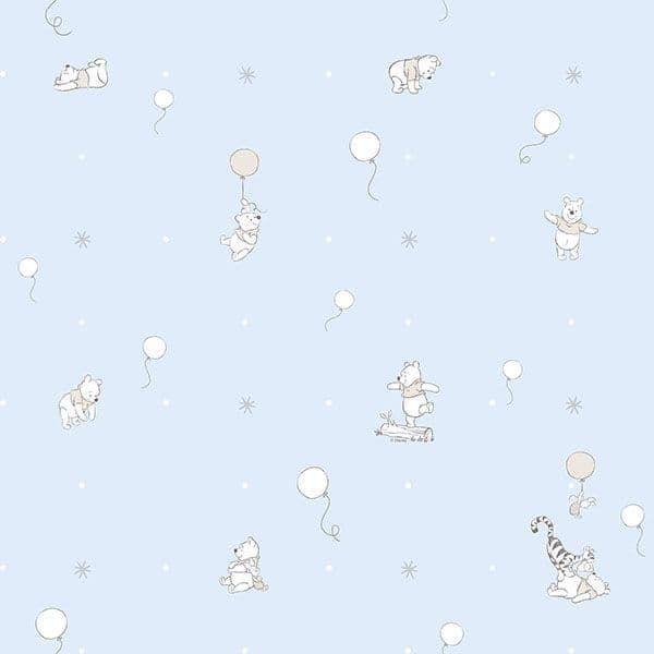 WP3021-1 Magical Kingdom Winnie the Pooh Blue Wallpaper