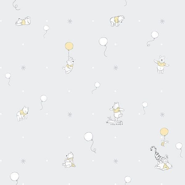 WP3021-3 Magical Kingdom Winnie the Pooh Grey Wallpaper