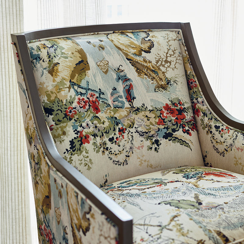 Moorea Manor Cream on Coral Fabric by Anna French | AF72985