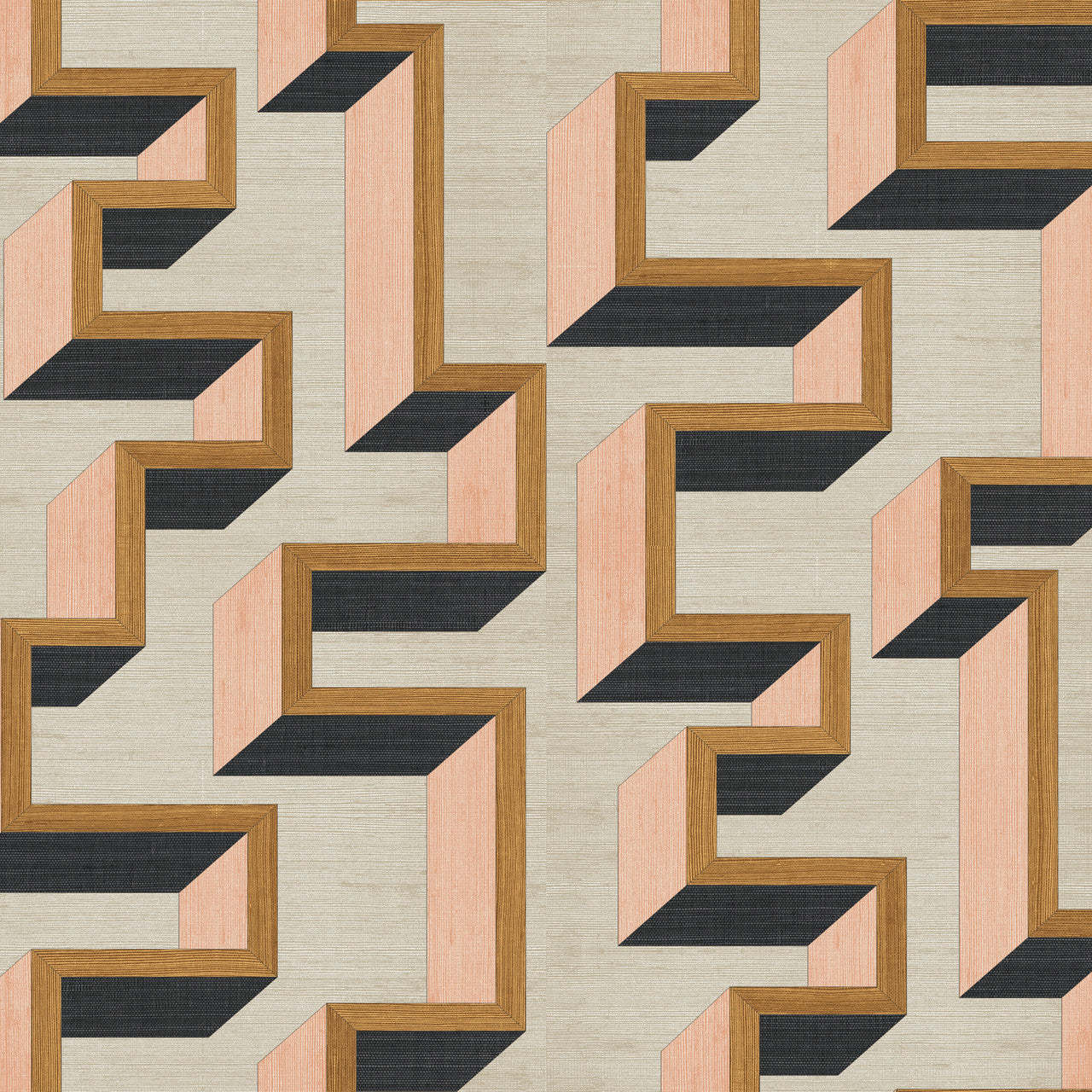 72702 Detour Marqueterie Copper Pink Wallpaper By Arte