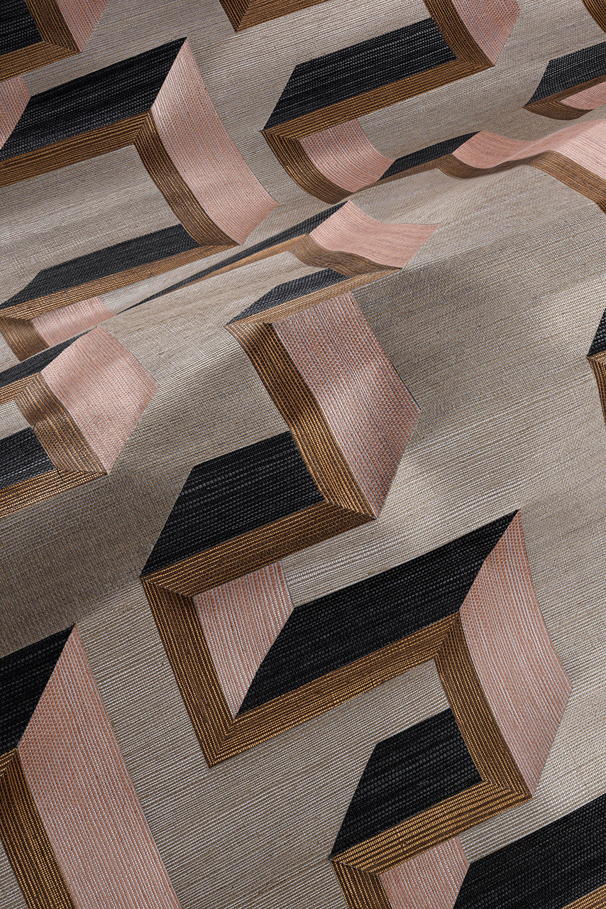 72702 Detour Marqueterie Copper Pink Wallpaper By Arte