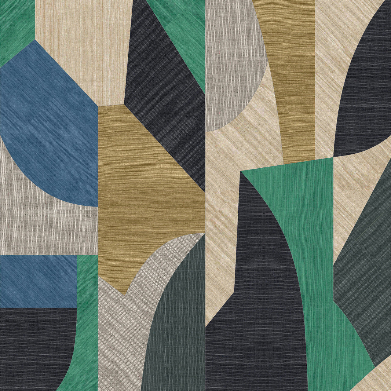 72771 Puzzle Marqueterie Blue Emerald Wallpaper By Arte