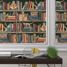 BMCF003/08C Monkey Library Green Wallpaper by Brand McKenzie