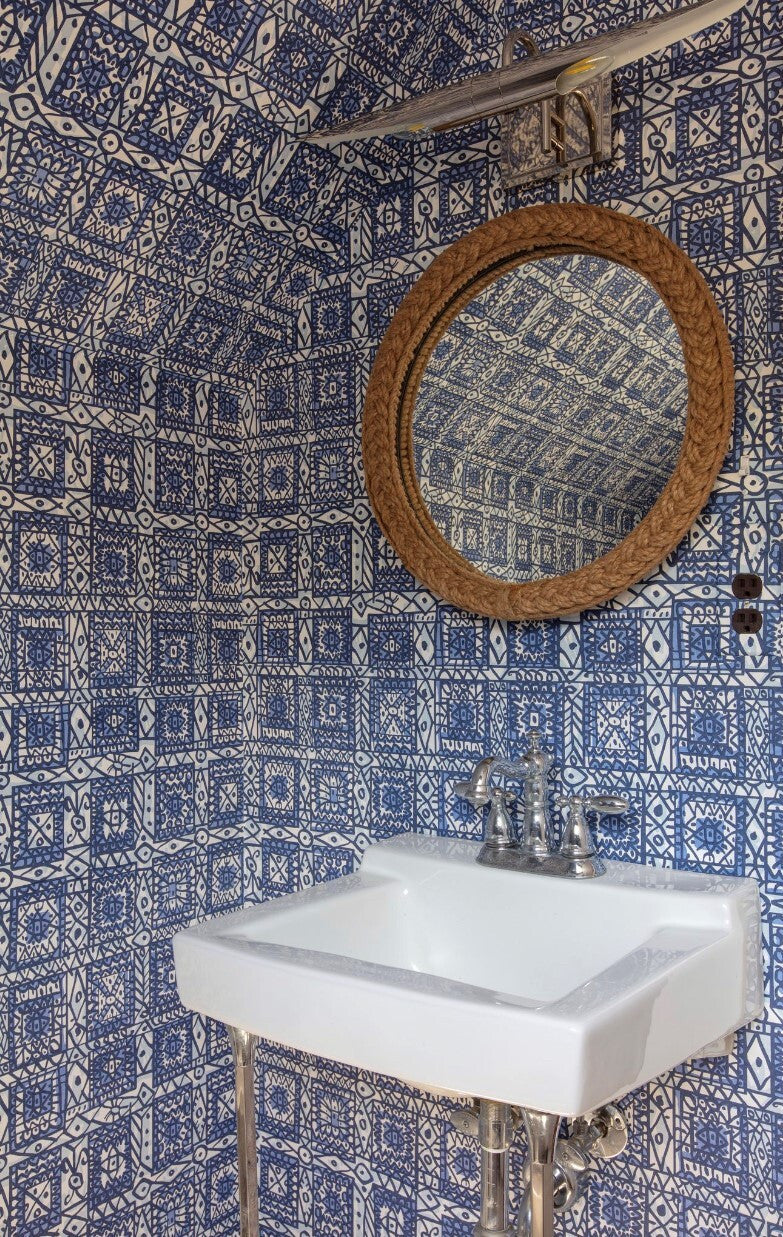Mosaic wallpaper by Christopher Farr Cloth in a room setting