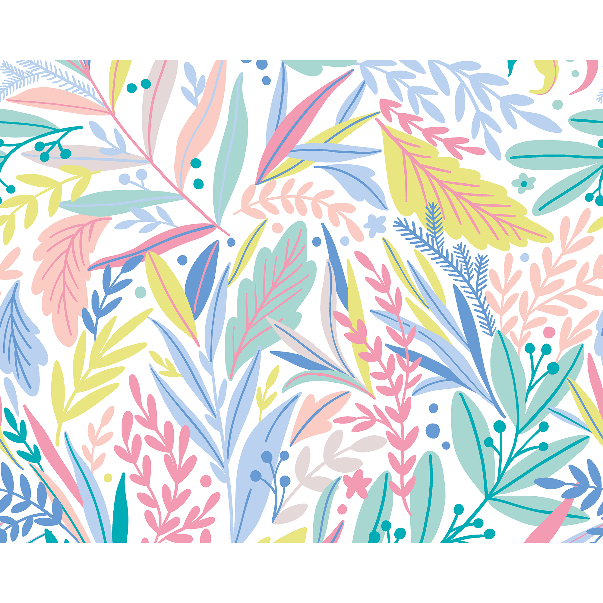 Patterned Leaves Pastel Mural (Medium) by Origin Murals