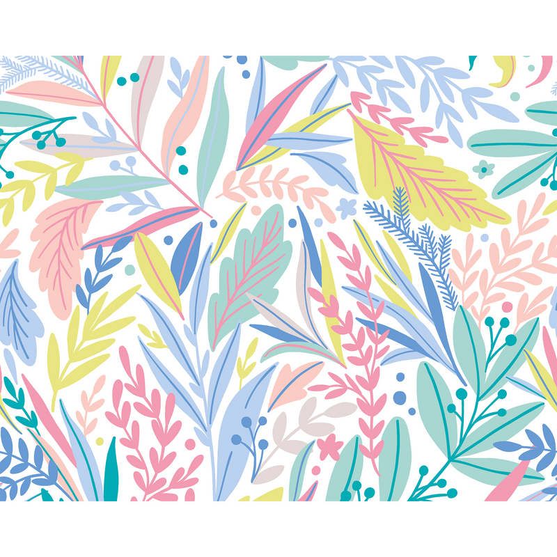 Patterned Leaves Pastel Mural (Medium) by Origin Murals