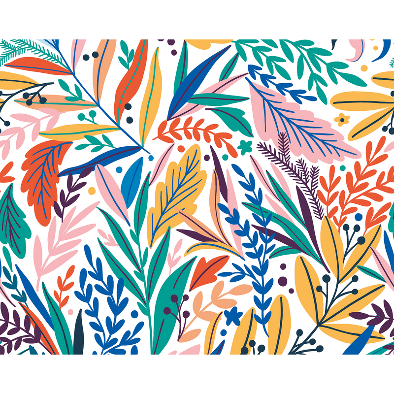 Patterned Leaves Multi Bright Mural (Medium) by Origin Murals