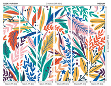 Patterned Leaves Multi Bright Mural (Medium) by Origin Murals