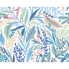 Patterned Leaves Washed Denim Mural (Large) by Origin Murals
