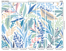 Patterned Leaves Washed Denim Mural (Large) by Origin Murals