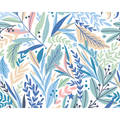 Patterned Leaves Washed Denim Mural (Medium) by Origin Murals