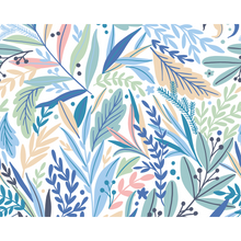 Patterned Leaves Washed Denim Mural (Medium) by Origin Murals