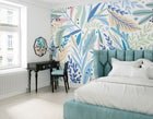 Patterned Leaves Washed Denim Mural (Medium) by Origin Murals
