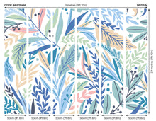 Patterned Leaves Washed Denim Mural (Medium) by Origin Murals