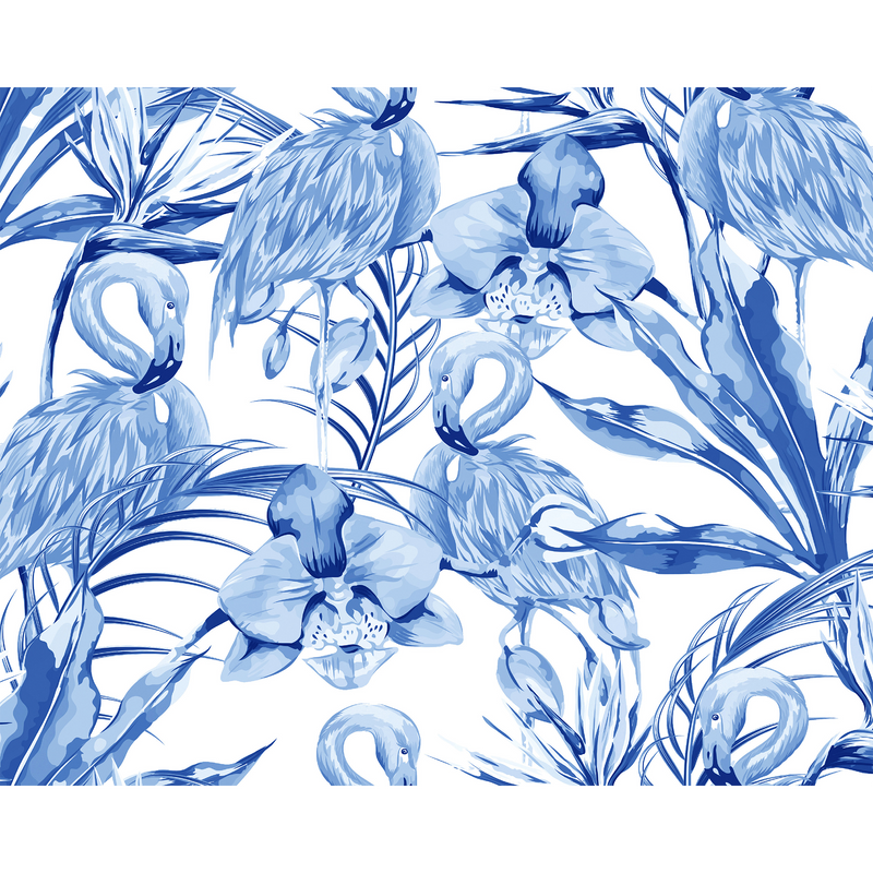 Paradise Flamingo Cobalt Mural (Medium) by Origin Murals