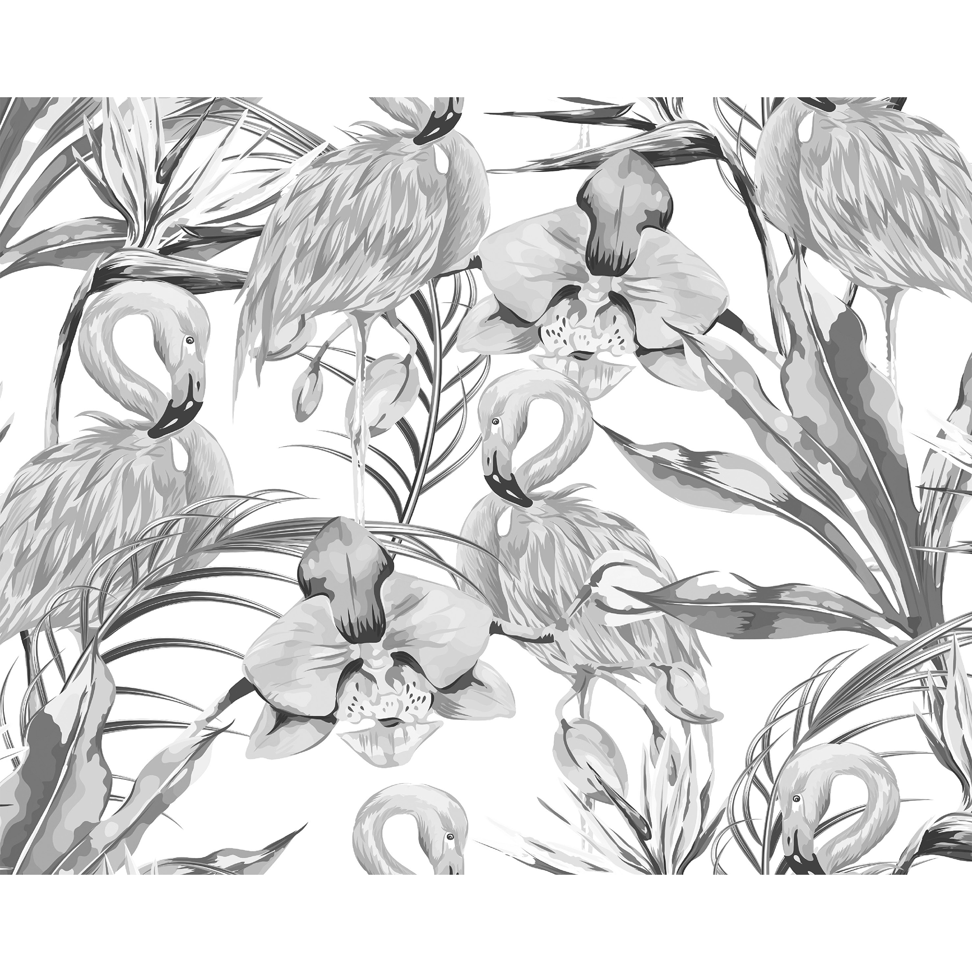 Paradise Flamingo Noir Mural (Large) by Origin Murals