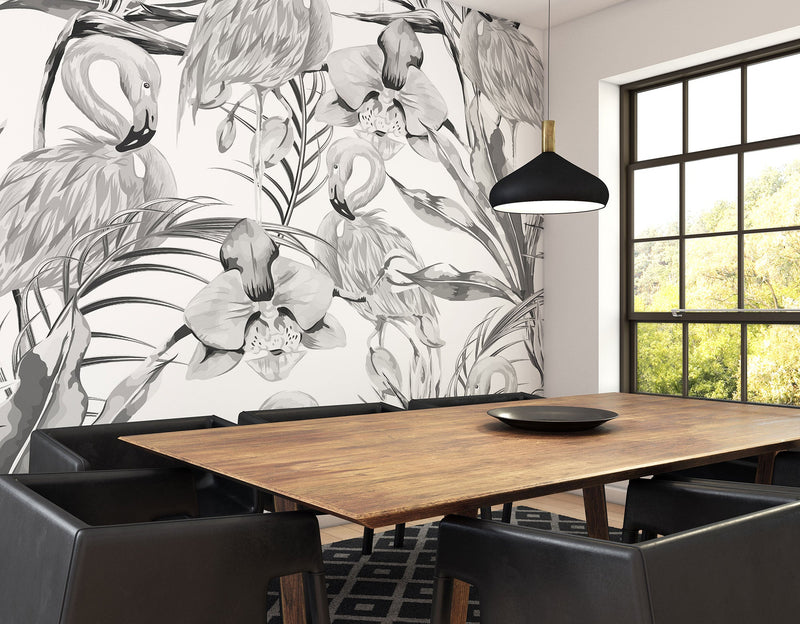 Paradise Flamingo Noir Mural (Medium) by Origin Murals