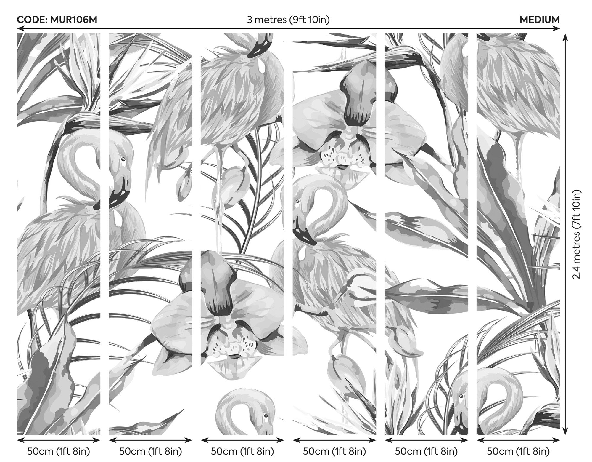 Paradise Flamingo Noir Mural (Medium) by Origin Murals