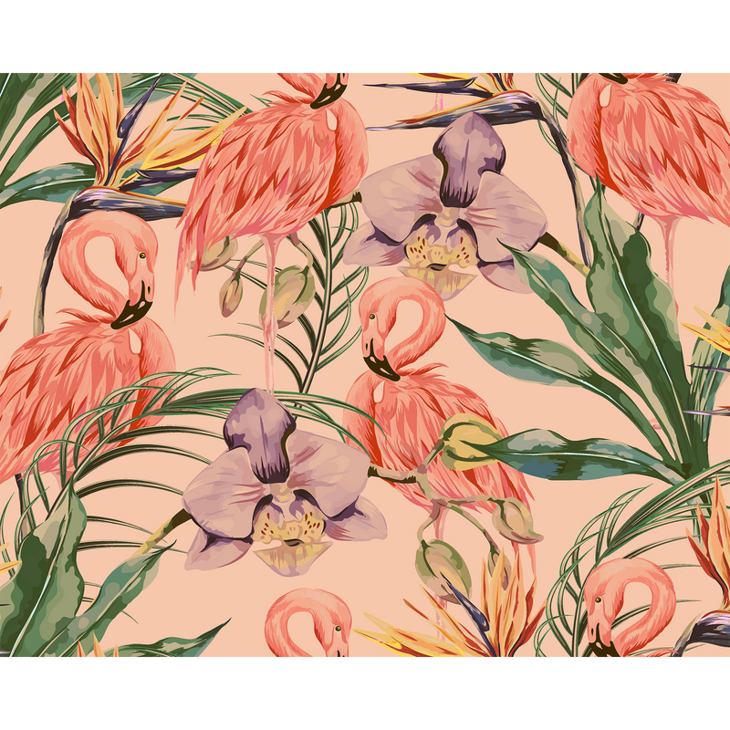 Paradise Flamingo Coral Mural (Medium) by Origin Murals