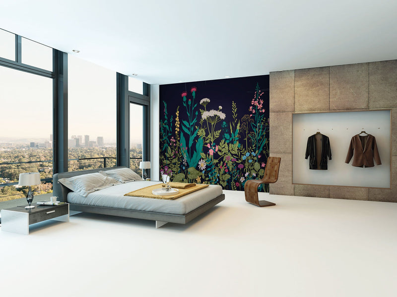 Botanical Fleur Indigo Mural (Large) by Origin Murals