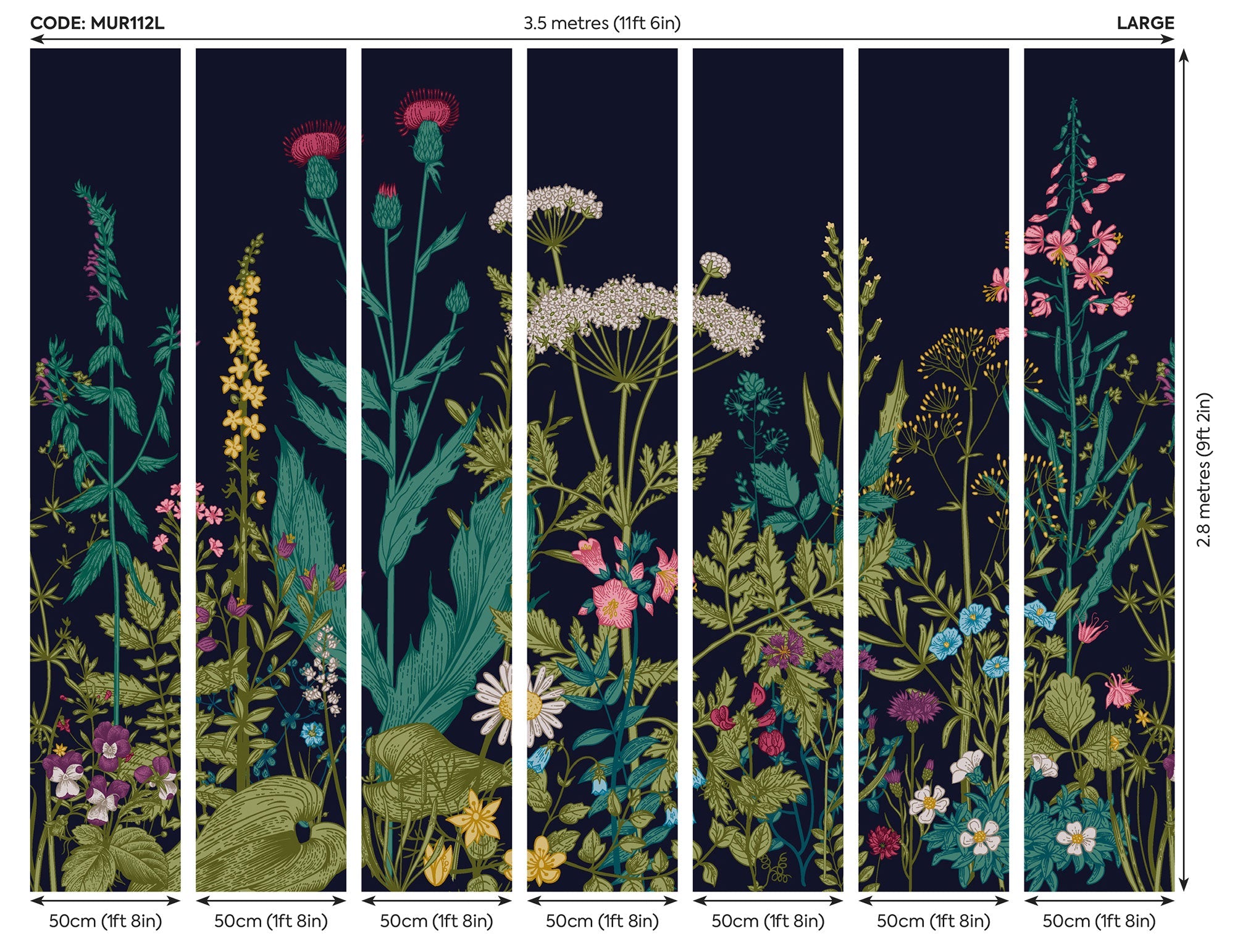 Botanical Fleur Indigo Mural (Large) by Origin Murals