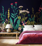 Botanical Fleur Indigo Mural (Medium) by Origin Murals