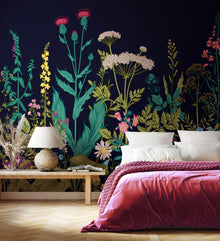 Botanical Fleur Indigo Mural (Medium) by Origin Murals