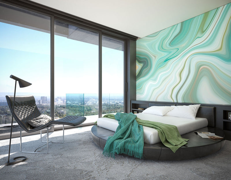 Marbled Ink Emerald Mural (Medium) by Origin Murals