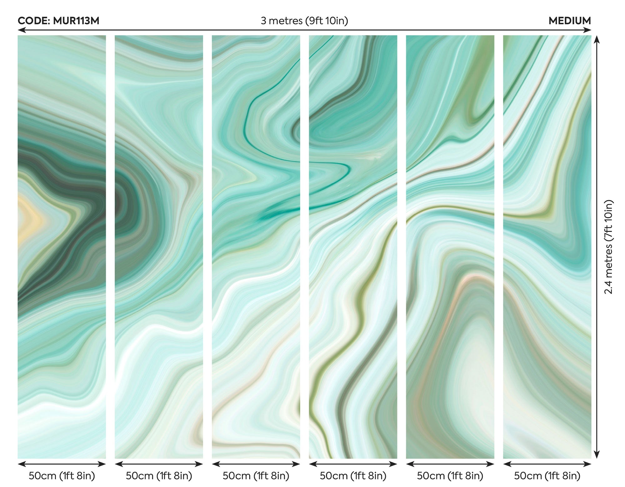 Marbled Ink Emerald Mural (Medium) by Origin Murals