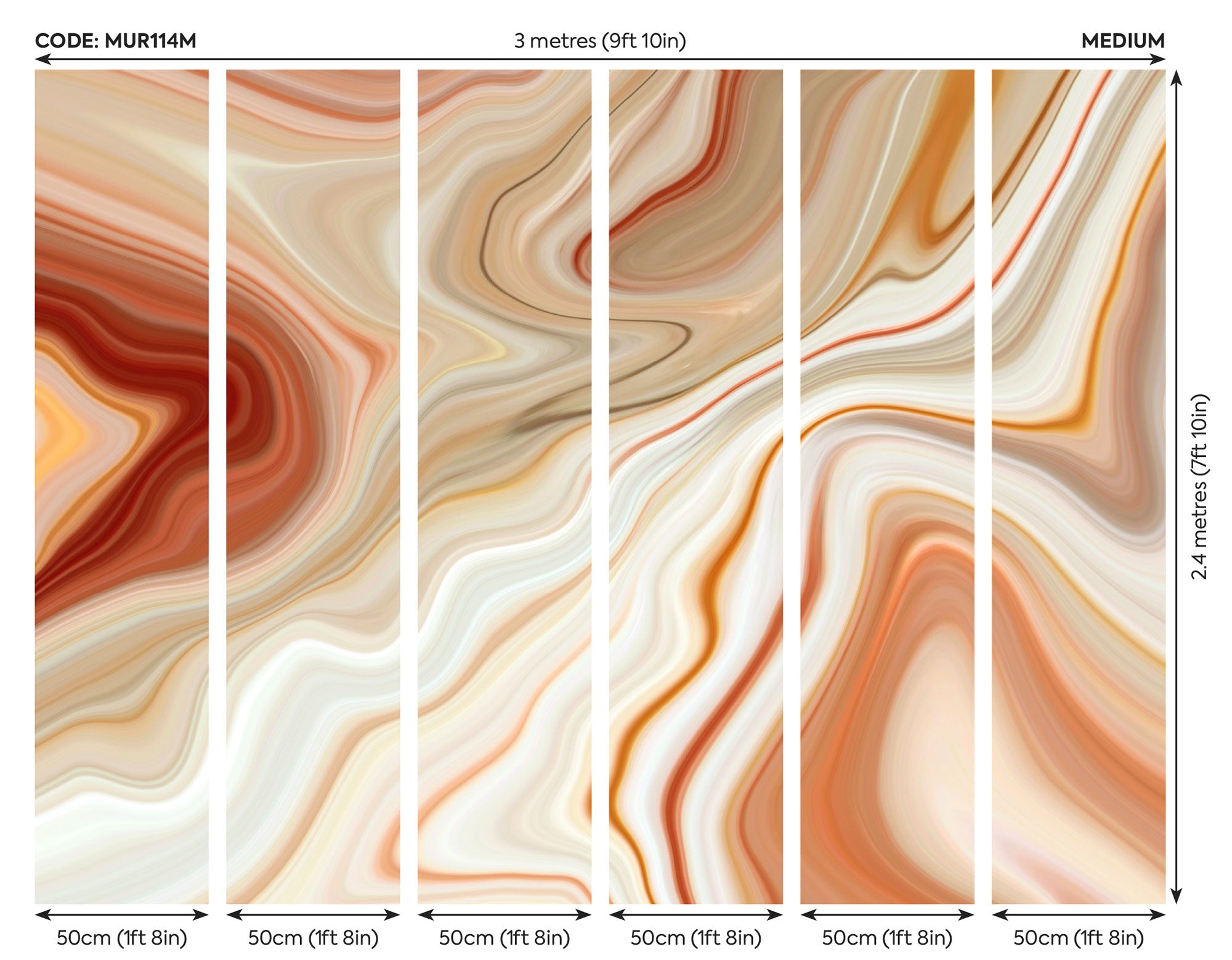 Marbled Ink Cinnamon Mural (Medium) by Origin Murals