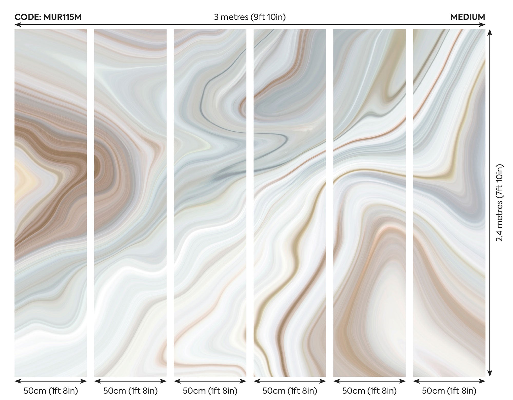 Marbled Ink Cloud Mural (Medium) by Origin Murals