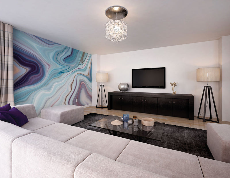 Marbled Ink Soft Teal Mural (Medium) by Origin Murals